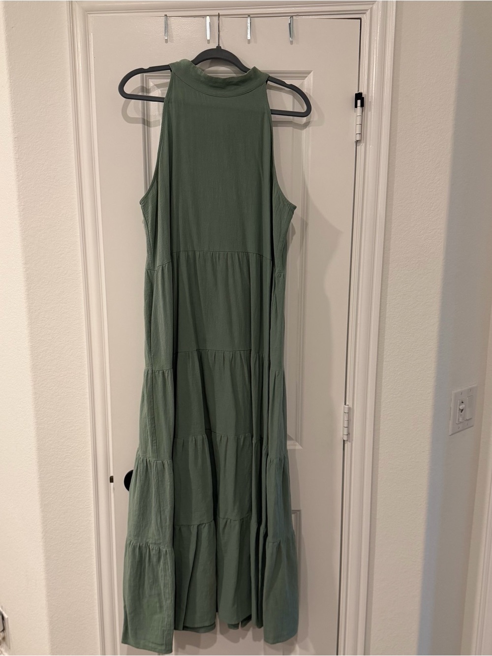 Sleeveless Tiered Maxi Dress in Sage Green